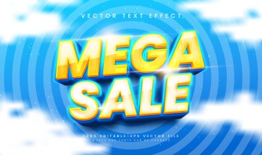 Mega satış 3d düzenlenebilir vektör metin efekti. Modern tema, ürün satışı için uygun.