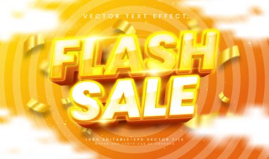 Flash satışı 3d düzenlenebilir vektör metin efekti. Modern tema, ürün satışı için uygun.