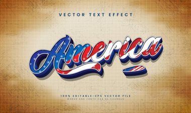 Amerikan klasik, modern konseptle düzenlenebilir vektör metin efekti. Amerikan etkinlik teması için uygun.