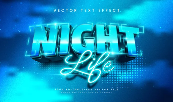 Düzenlenebilir neon mavi 3D metin efekti tasarımı. Gece hayatı temaları için mükemmel.