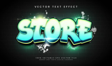 Düzenlenebilir duvar yazısı efekti, canlı renkler, tuğla duvar arkaplanı. Tasarım projeleri için mükemmel.