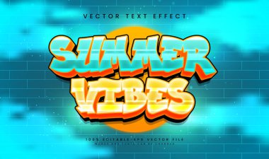 Summer Vibes Düzenlenebilir Metin Efekti. Yaz Saati Etkinliği İçin Uygun