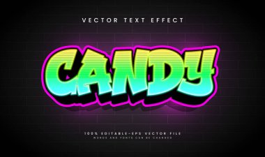 Zarif Candy Vector Metin Efekti. Tatlı Yemek Menüsü İçin Uygun.