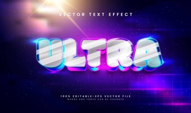 Düzenlenebilir Neon Fütüristik Ultra Vektör Metin Efekti, Poster, Bayrak, Başlık, Oyun ve Modern Dijital Tasarım İçin Uygun