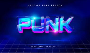 Düzenlenebilir Siberpunk Neon Punk Vektör Metin Efekti, Poster, Banner, Esport Logo, Oyun Başlığı ve Modern Dijital Tasarım Etkisi