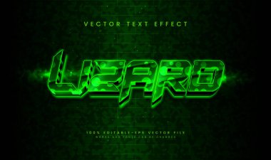 Düzenlenebilir Yeşil Kertenkele Vektör Metin Efekti, Poster, Sancak, Oyun Başlığı, Esport Logosu ve Modern Dijital Tasarım Etkisi