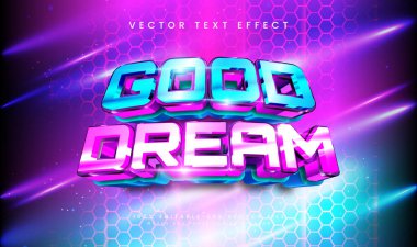 İyi Rüya Vektörü Metin Efekti Düzenlenebilir Neon Biçimi Poster, Bayrak, Flyer ve Dijital Tasarım İçin Uygun