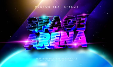 Oyun Başlığı, Posteri, Banner ve Dijital Tasarım için Düzenlenebilir EPS Tipografi Biçimi, Neon Işığı ile Geleceği Arena Vector Metin Efekti