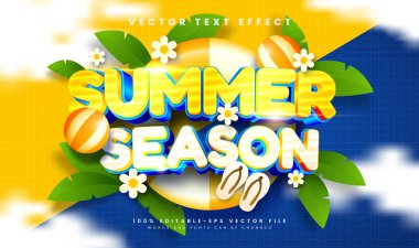 Summer Season Vector Metin Efekti Düzenlenebilir Tatil Plajı Poster, Bayrak, Flyer ve Yaz Etkinliği İçin Uygun