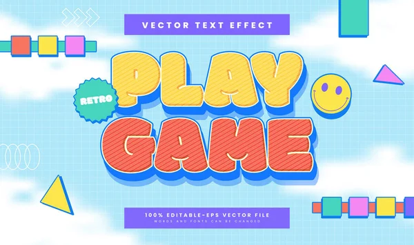 Oyun Düzenlenebilir Metin Efektini Oynat. Retro Groovy Çizgi Film Tarzı. Mutlu Oyun Çocukları