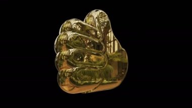 Büyük Altın gibi. 3d simgesi dönüyor. Alfa kanalı. Metal parlaklık ve yansıma.