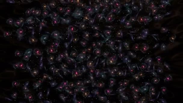 Galaxy. Prázdno. Shluk galaxií, temná hmota, temná energie. — Stock video