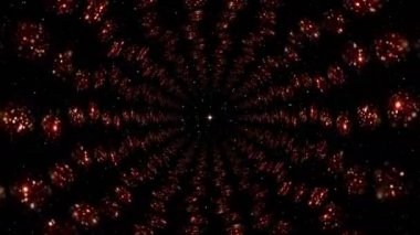 Parlak, parlak parçacıklardan oluşan bir tünel. Bakış açısında pulların titreşimleri.