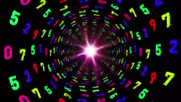 多色番号のトンネル。AIデジタルソース. — ストック動画