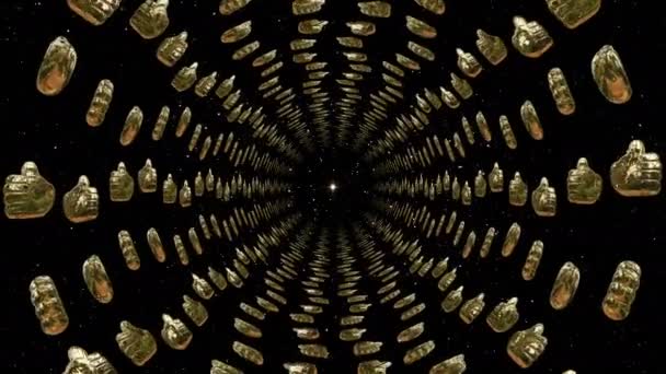 Golden like. Tunnel of marks of approval. Hand movement animation. — Stock Video