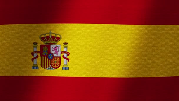 Bandera de España. Aleteo lento del lienzo. Fluctuación del tejido. — Vídeo de stock