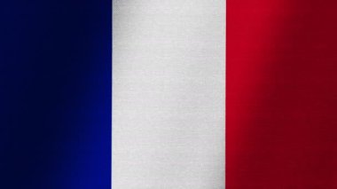 Fransa bayrağı. Kanvasın yavaşça çırpınışı. Kumaşın dalgalanması.