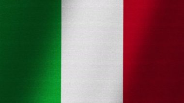 İtalya bayrağı. Kanvasın yavaşça çırpınışı. Kumaşın dalgalanması.