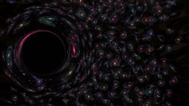 Fekete lyuk a háttérben a galaxis klaszterek. — Stock videók