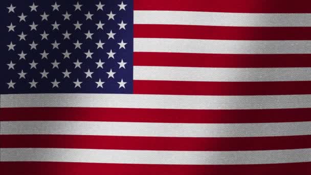 USA:s flagga. Långsam fladder av duken. Vävnadens fluktuation. — Stockvideo