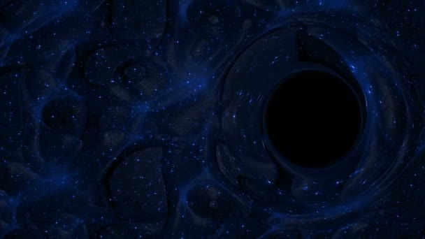Fekete lyuk a tér és a sötét anyag hátterében. — Stock videók