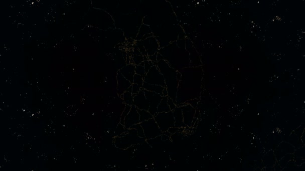 韩国地图。早上城市灯光的表现。从太空看夜景. — 图库视频影像