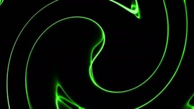 Kuantum ortamında yıldırım. Yeşil kıvrımlı spiral. Kaotik soyut çizgilerden animasyon.