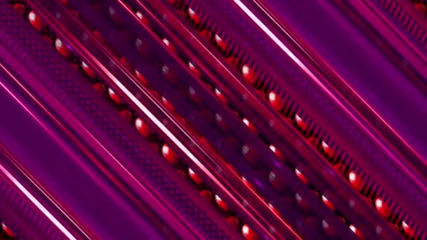 Fondo con corazones. Patrón púrpura y rojo. Líneas diagonales de cortina con reflejos. — Vídeo de stock
