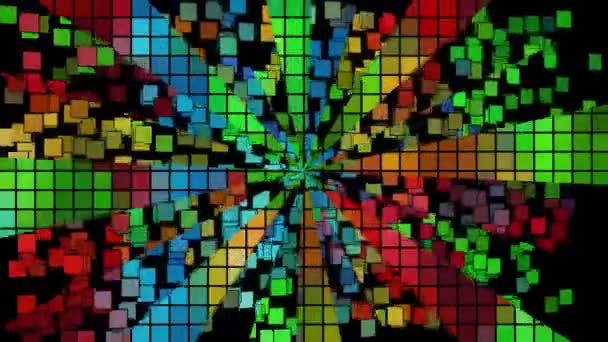 Multicolored abstract background. Animation of floating pixels, divided into segments. — Stock Video