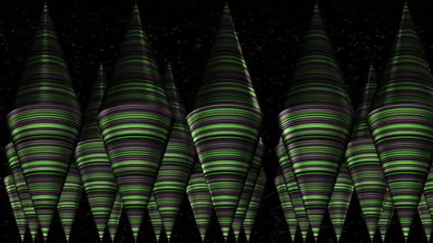 Righe di coni a strisce. Concerti di sottofondo. Oggetti 3d di una scena astratta. Coni di superficie vivente. — Video Stock