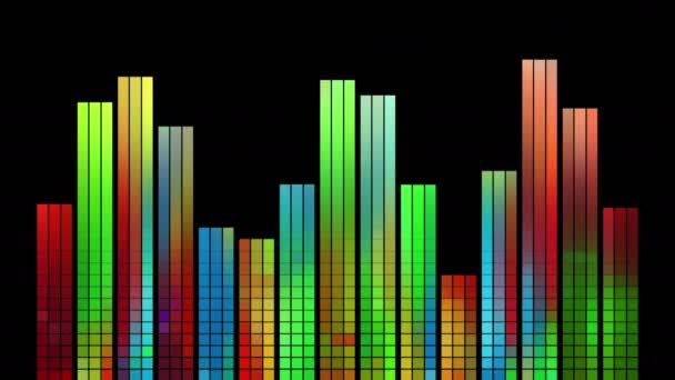 Digital Color Equalizer. Die Animation der Pixelbalken stimmt mit dem Großteil der rhythmischen Musikthemen überein. Für Shows und Konzerte, DJ-Sets, Clips, Werbung, Tanzmusik. — Stockvideo