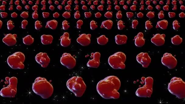 Sangue. Um campo de mudança de estruturas amorfas de gotas de sangue. Vídeo arte para shows e concertos, clipes e música. Animação de voar sobre a matriz. — Vídeo de Stock