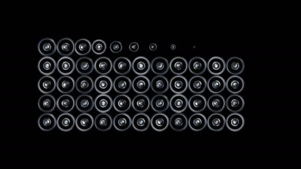 Speakers. Assembling in rows of a canvas from the speakers. Background with animation. — Stock Video