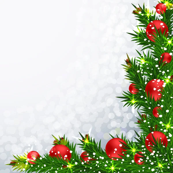 圣诞节背景与现实的杉树分枝 矢量说明 — 图库矢量图片