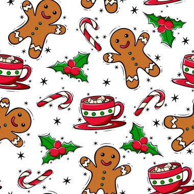 Elle çizilmiş Noel desensiz karalama tarzında.