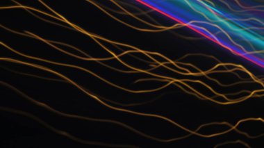 Light Bokeh Trail Soyut Doku, Fütürist için Uzun Maruziyet Sanat Arkaplanı, Kopya Uzayı ile Süslü Tasarım. Ekran Kipi Kullanımı için Hareket Bulanık, Odaklanmamış Fotoğraf Üstüste.