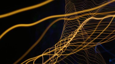 Light Bokeh Trail Soyut Doku, Fütürist için Uzun Maruziyet Sanat Arkaplanı, Kopya Uzayı ile Süslü Tasarım. Ekran Kipi Kullanımı için Hareket Bulanık, Odaklanmamış Fotoğraf Üstüste.