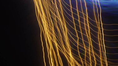 Light Bokeh Trail Soyut Doku, Fütürist için Uzun Maruziyet Sanat Arkaplanı, Kopya Uzayı ile Süslü Tasarım. Ekran Kipi Kullanımı için Hareket Bulanık, Odaklanmamış Fotoğraf Üstüste.