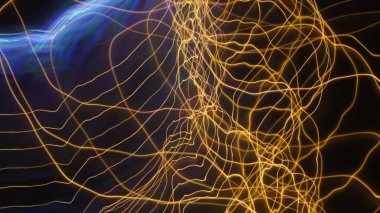 Light Bokeh Trail Soyut Doku, Fütürist için Uzun Maruziyet Sanat Arkaplanı, Kopya Uzayı ile Süslü Tasarım. Ekran Kipi Kullanımı için Hareket Bulanık, Odaklanmamış Fotoğraf Üstüste.