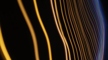 Light Bokeh Trail Soyut Doku, Fütürist için Uzun Maruziyet Sanat Arkaplanı, Kopya Uzayı ile Süslü Tasarım. Ekran Kipi Kullanımı için Hareket Bulanık, Odaklanmamış Fotoğraf Üstüste.