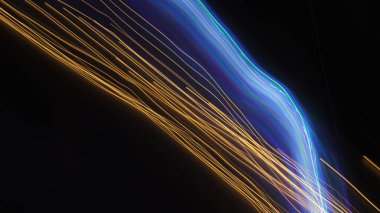 Light Bokeh Trail Soyut Doku, Fütürist için Uzun Maruziyet Sanat Arkaplanı, Kopya Uzayı ile Süslü Tasarım. Ekran Kipi Kullanımı için Hareket Bulanık, Odaklanmamış Fotoğraf Üstüste.