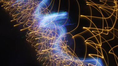 Light Bokeh Trail Soyut Doku, Fütürist için Uzun Maruziyet Sanat Arkaplanı, Kopya Uzayı ile Süslü Tasarım. Ekran Kipi Kullanımı için Hareket Bulanık, Odaklanmamış Fotoğraf Üstüste.