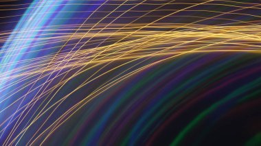 Light Bokeh Trail Soyut Doku, Fütürist için Uzun Maruziyet Sanat Arkaplanı, Kopya Uzayı ile Süslü Tasarım. Ekran Kipi Kullanımı için Hareket Bulanık, Odaklanmamış Fotoğraf Üstüste.