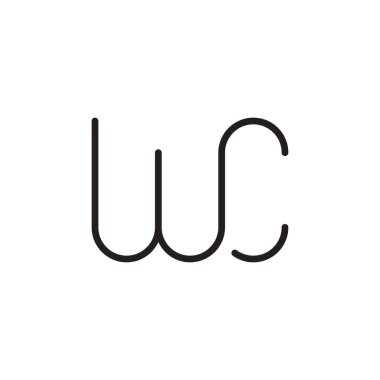 wc ilk harf vektör logo simgesi