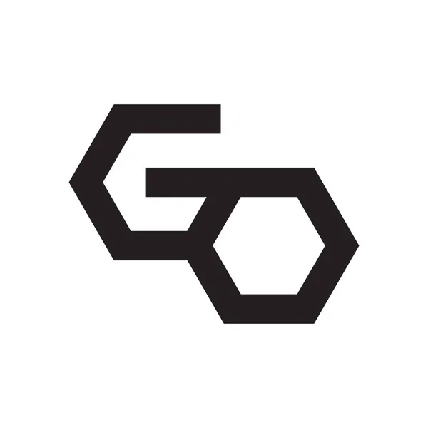 Przejdź Początkowej Ikony Logo Wektora Litery — Wektor stockowy