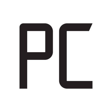 pc ilk harf vektör logo simgesi