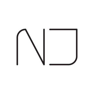 nj ilk harf vektör logo simgesi