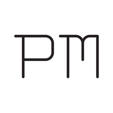 pm ilk harf vektör logo simgesi