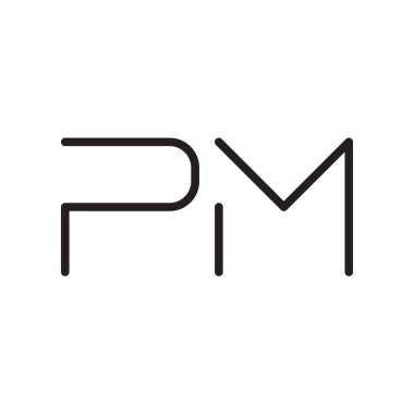 pm ilk harf vektör logo simgesi