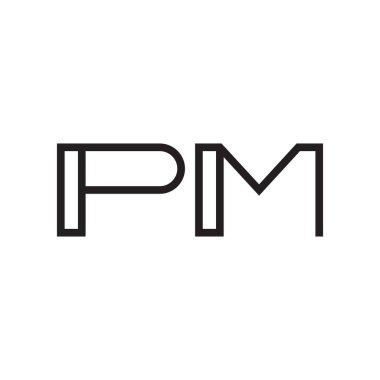 pm ilk harf vektör logo simgesi